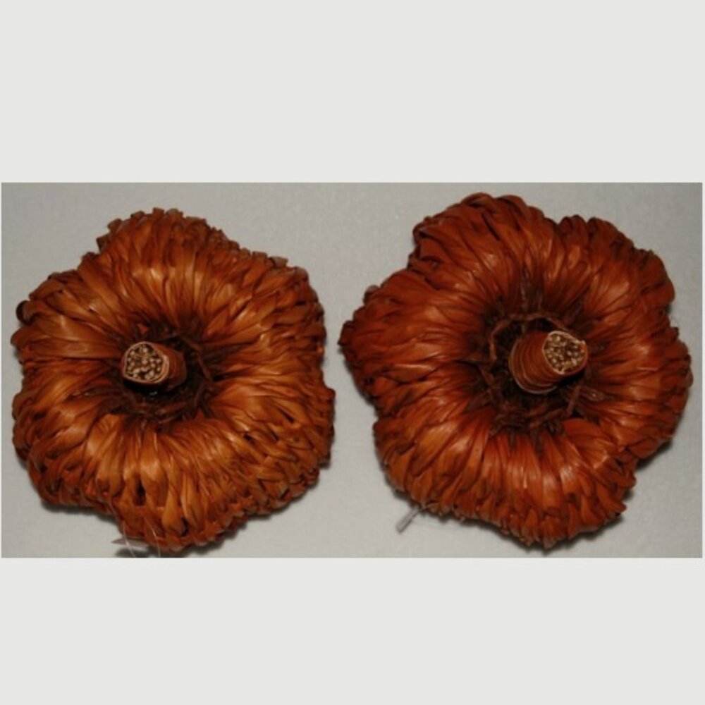 NWT Pier 1, Set of 2, 10" Dia., Halloween Bamboo Pumpkins - Picture 2 of 9